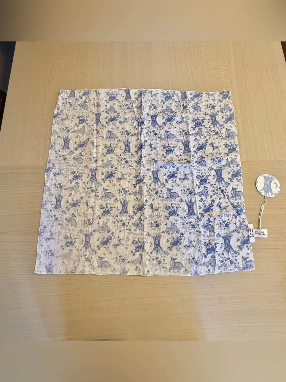 Frankie's Bikinis White and Light Blue Toile Cap and Head scarf
